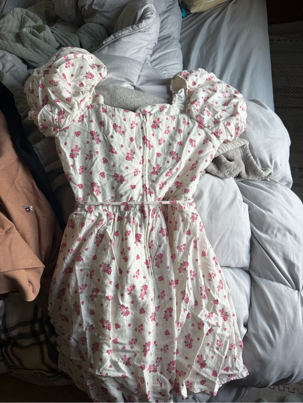 Altar'd State White Maxi Dress with Pink Floral Print